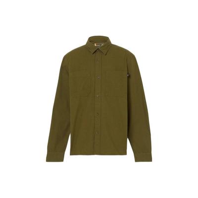 Outdoor Casual Solid Color Single-Breasted Collar Long Sleeve Shirt Men Shirts Olive-Green A2AV8-302