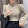 Autumn Winter Knitted High Neck Sweater Women's Solid Color Stretch Slim Bottoming Shirt All-mach Wrinkle Pullover Jumper Top