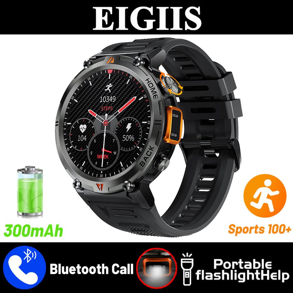 

EIGIIS KE3 2025 Новые Bluetooth-часы со звонками для мужчин, полноэкранный сенсорный дисплей, с монитором здоровья, пульсом, фонариком, умные часы