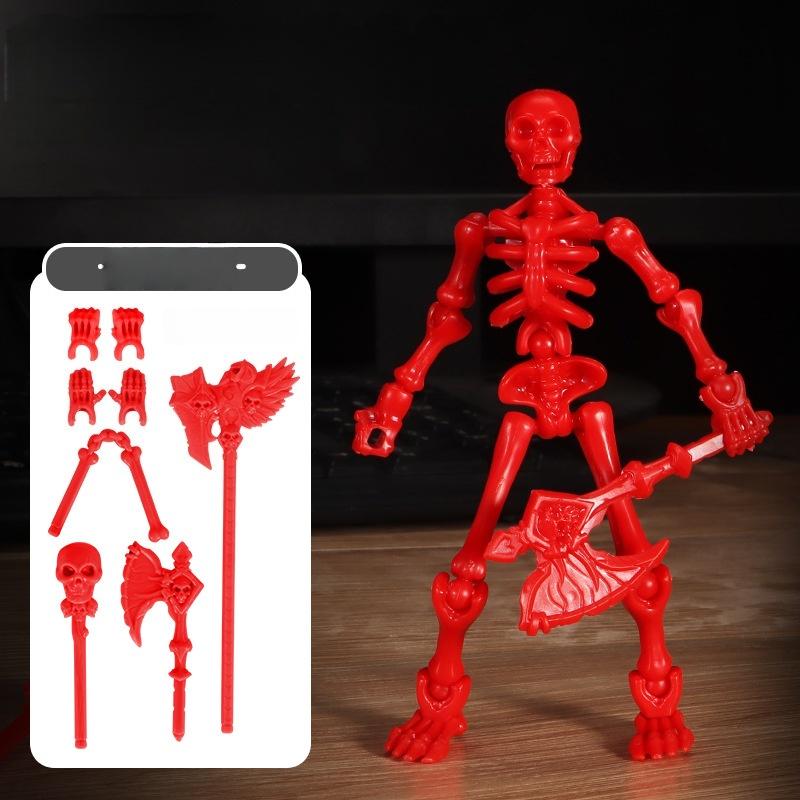 1 Set Multi-Articulable Skull And Bone Puppet Decoration Action Figures Three-Dimensional Skull Model Assembly Toy Gift