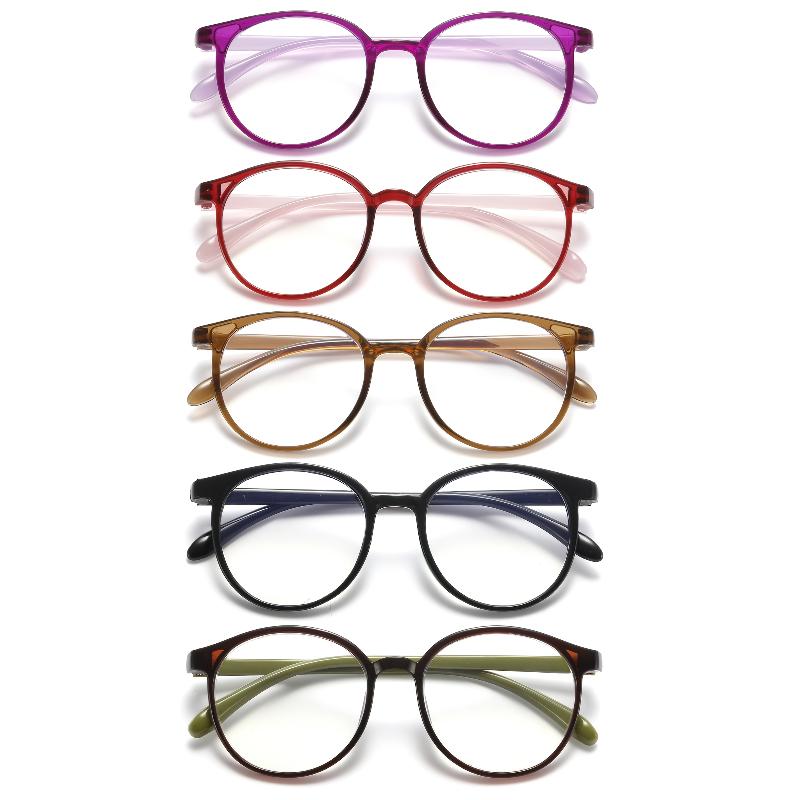 

5pcs Men And Women Retro Round Anti Blue Light Computer Glasses Reading And Playing Games Eye Protection +300
