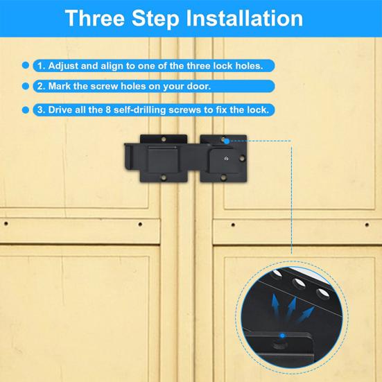 

Замок-защелка для откидных ворот с отверстием для навесного замка, устойчивый к коррозии, регулируемый, для раздвижных гаражных ворот, аксессуары чёрный