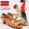 Latin Dance Shoes Women Ballroom Tango Latin Salsa Dancing Shoes Girl's Satin Low Heels Dance Shoes