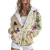 Womens Oversized Hooded Zip-Up Sweatshirt With 3D Printed Winter Casual Loose Fit