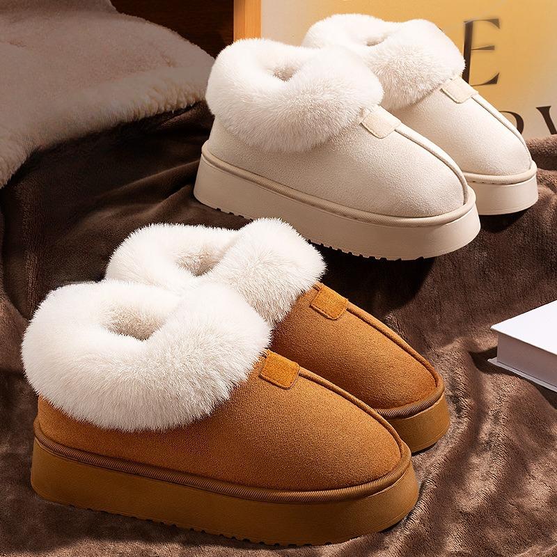 Cotton Slipper Bags and Indoor Home Thick-soled Warm Fleece Shoes Are Worn Outside
