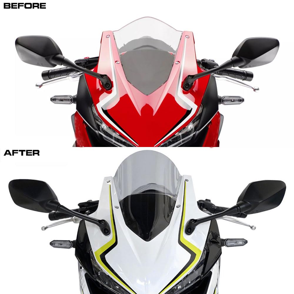 WOOGA Motorcycle Windshield Windshield Screen Panel Spoiler for Honda CBR400R CBR500R CBR 400R CBR 500R 2019 2020 2021 2022 2023 2024 Easy To Install