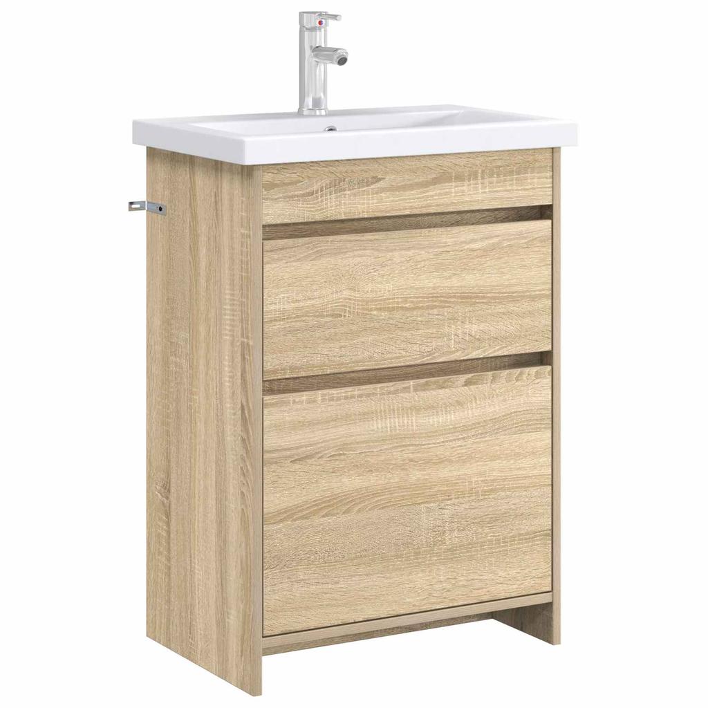 Bathroom Vanity Cabinet in Sonoma Oak 56 x 37.5 x 81 cm Particleboard