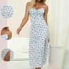 2026 Spring New Amazon European and American Women's Fashion Printed Strap Dress European and American Style Sexy Slit Long Dress
