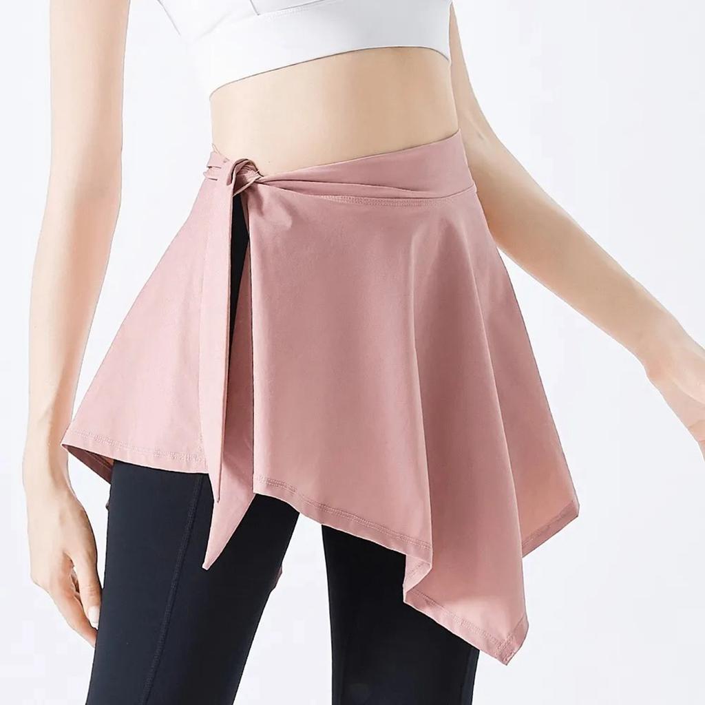 Sports Skirt Cover Polyester Fiber Soft One Piece Absorbent Yoga Tie Up Skirt for Fitness Tennis Pink One Size