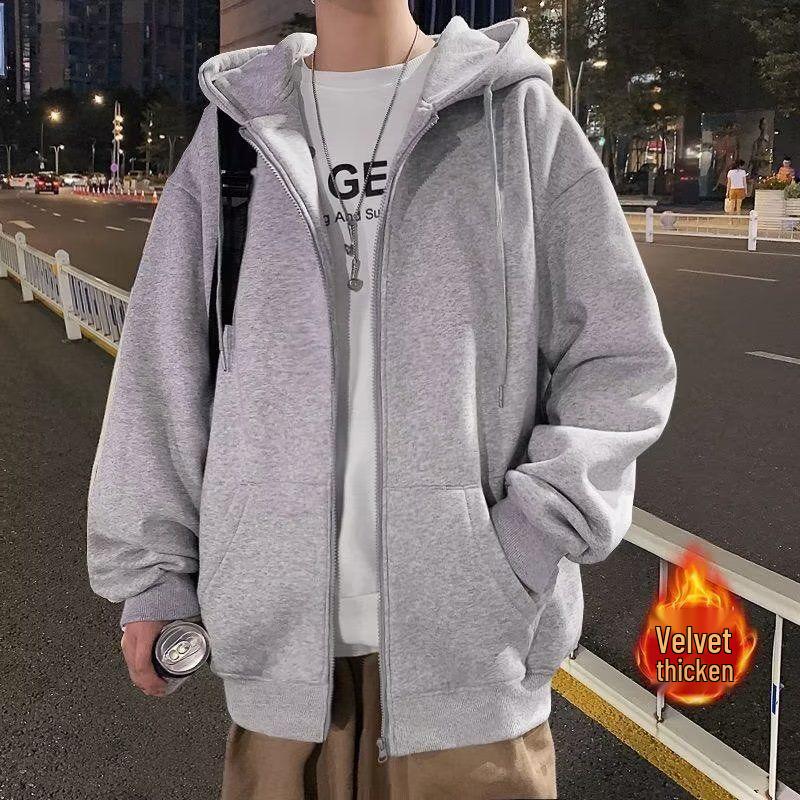 2025 Warm Fleece Hooded Zipper Cardigan - Korean Style Loose Fit for Couples