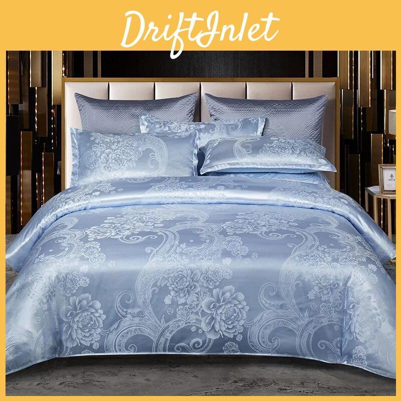 Rayon White Duvet Jacquard Satin Cover Couple 2 People Double Bed Quilt Cover Bedding Set Queen King Size Comforter Set
