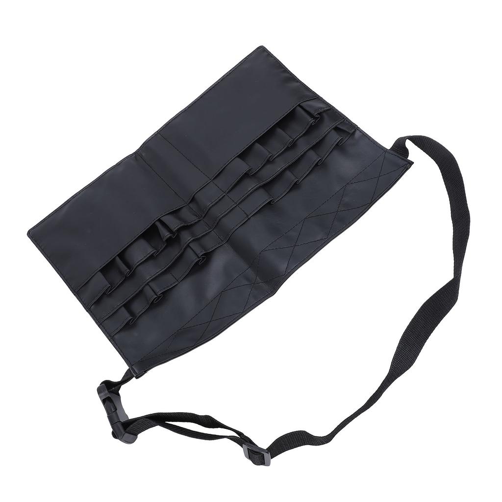 Makeup Brush Waist Bag Multi Pockets PU Cosmetic Makeup Brush Pouch with Artist Belt Strap