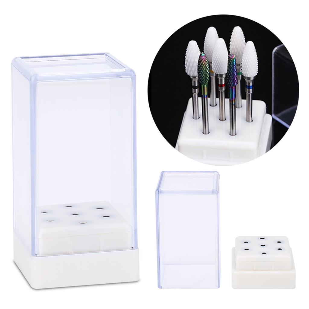 7 Löcher Nagelbohrer Köpfe Bits Halter Organizer Box Behälter für Nagel Schleifköpfe Display