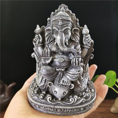 Estatua de Ganesha de 12 cm, Buda, elefante, dios, esculturas hechas a mano, resina marrón, decoración vintage para el hogar y el jardín, estatuas de Buda de meditación.