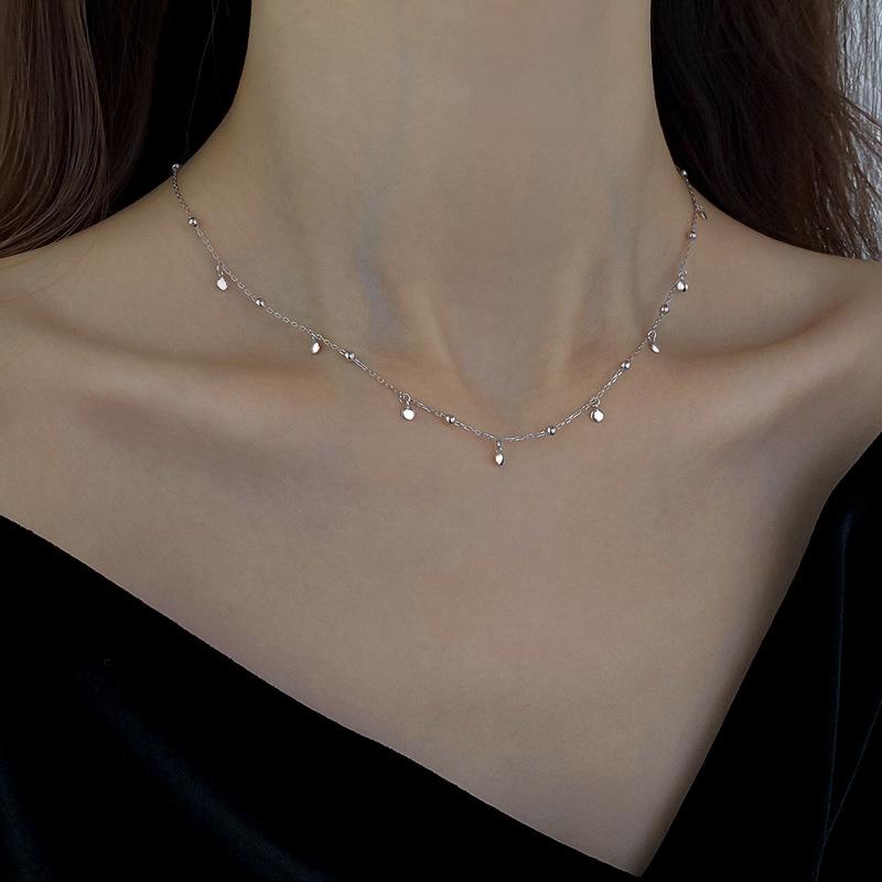 Round Bead Disc Necklace Female Niche Design Sense Fashionable Simple Collarbone Chain