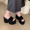11CM Slope Heel Super High Heel Waterproof Table Muffin Thick-soled Fish Mouth Sandals Summer New Small Height-increasing Slippers Women