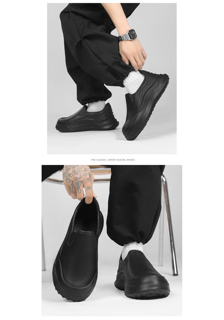 Men's Chef Slip-On Shoes: Waterproof, Oil-Proof, Anti-Slip, Lightweight, Wear-Resistant for Restaurant & Hotel Workers.