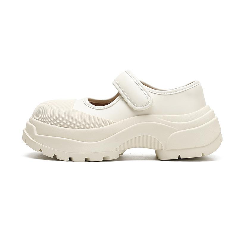 Cowhide version~ French retro Mary Jane women's shoes Velcro big head shallow mouth single shoes women's platform muffin shoes versatile