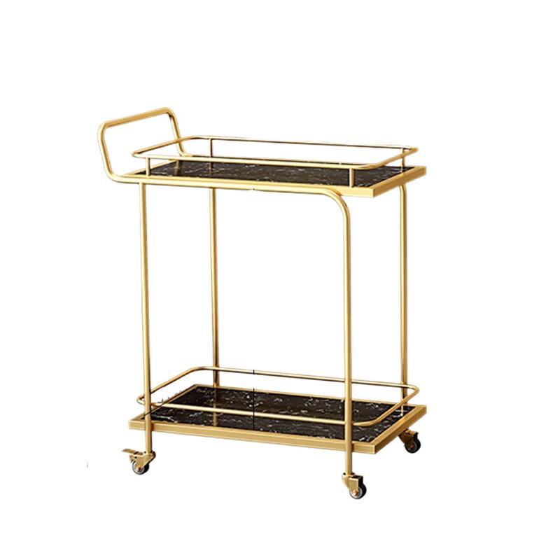 Modern Gold 2-Tier Mobile Serving Cart