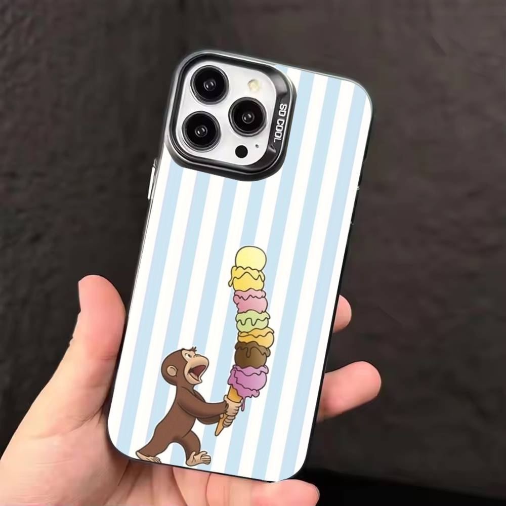 

Mokey C-Curious G-Georges Phone Case For iPhone 17,16,15,14,13,12,11,Pro Max,Plus Candy Silver Cover iPhone16promax