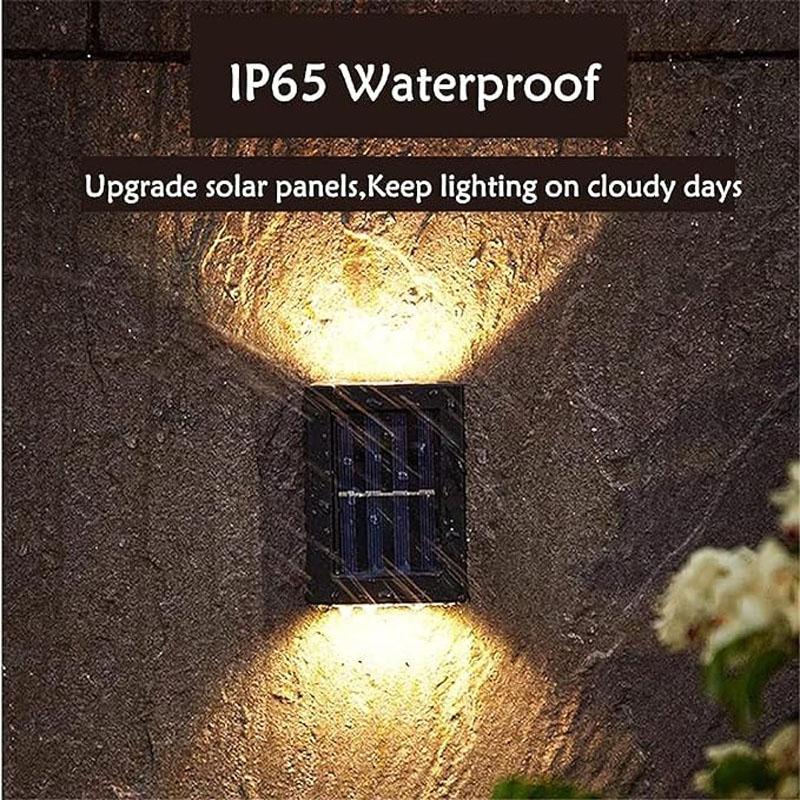Solar Wall Light ABS Waterproof Up Down Outdoor with Built-in Li-ion Battery for Garden Yard Stairs Decoration Solar Panel Light