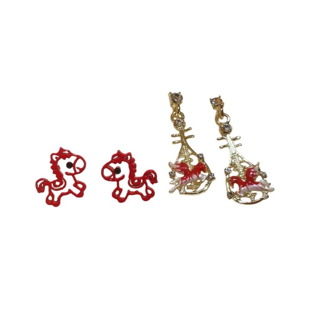 Fashion Jewelry Chinese Style Pony Earrings Rhinestone Drop Earrings  Wedding