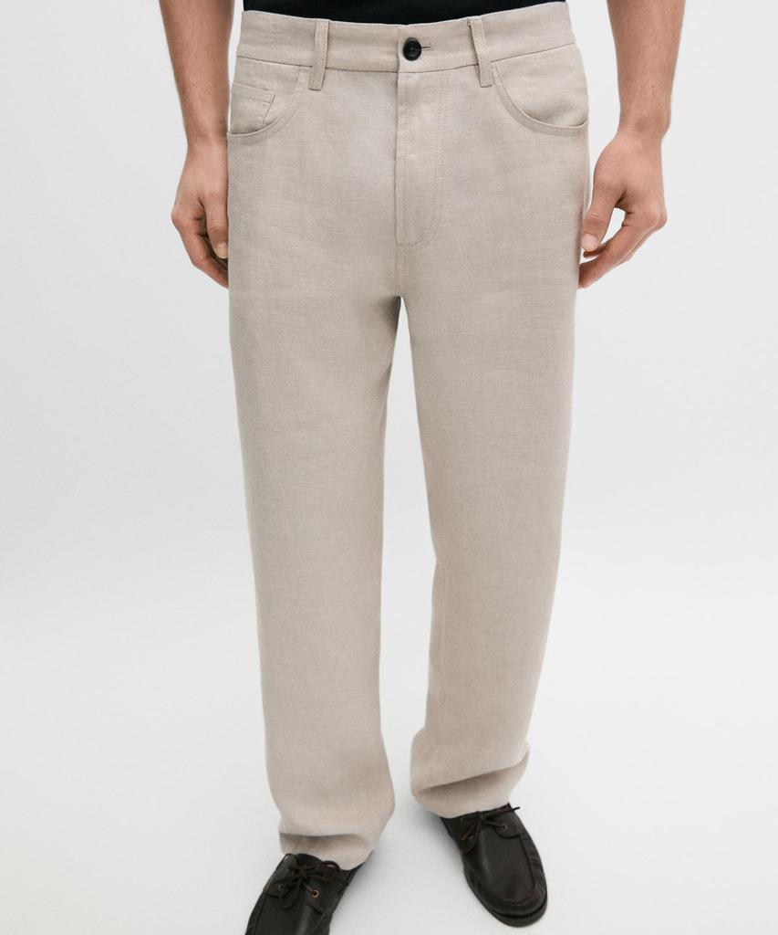 Masimodutti Semi-Jogger Fit Linen Pants