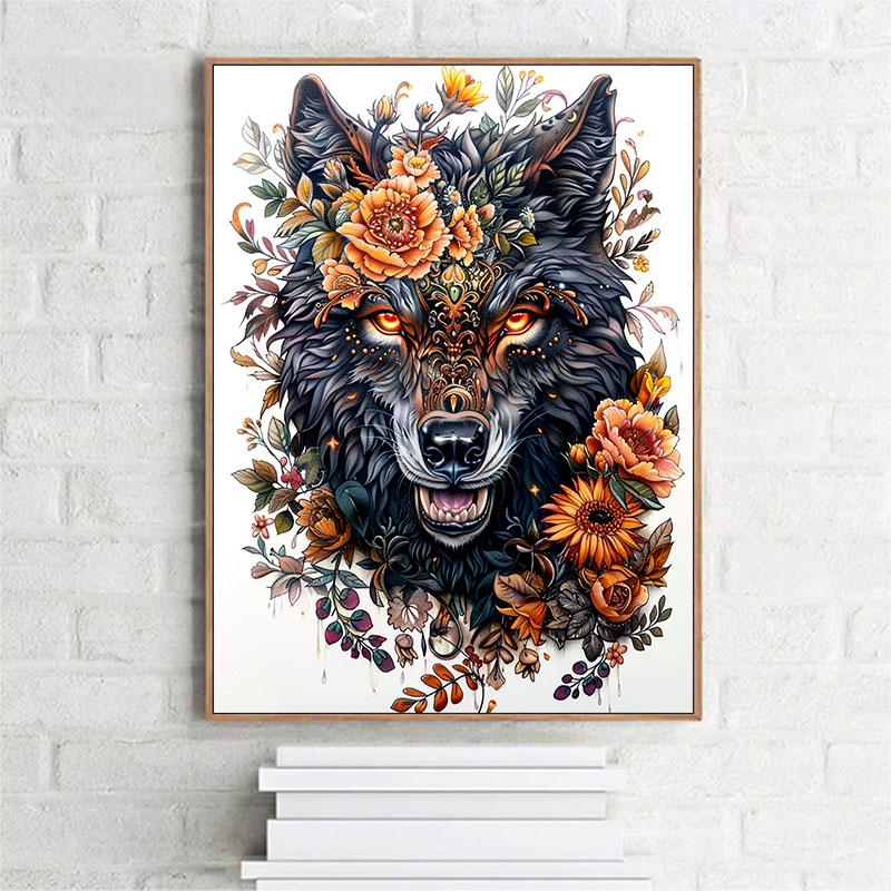 5d DIY Diamond Painting Cross Stitch Animal Flower Wolf Diamond Embroidery Mosaic Full Round Drill Home Decor Crafts