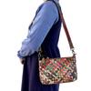 Vintage Leather Women'S Bag Handwoven Handbag Shoulder Messenger Bag Colored Cowhide Multi-Interlayer Zipper Bag