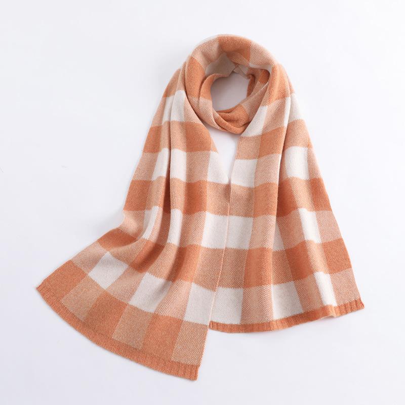Pure wool scarf winter women's versatile plaid cute girl senior sense 2025 warm shawl scarf tide