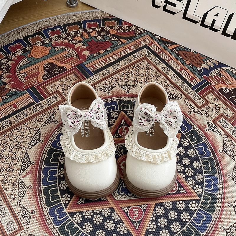 Kids White Lace Bow Decor Mary Jane Shoes 20