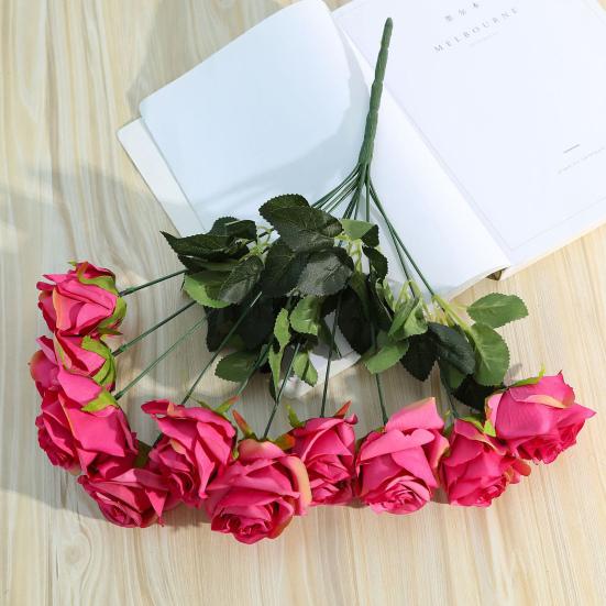 Delicate Texture Faux Silk Flower Good Bent Freely 10 Heads Wedding Rose Floral Decor Simulation Flower