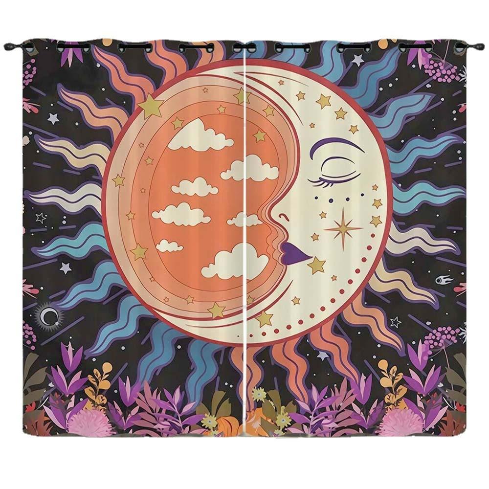 Curtains Sun And Moon Helios 3D Digital Printing Blackout Curtain Punching