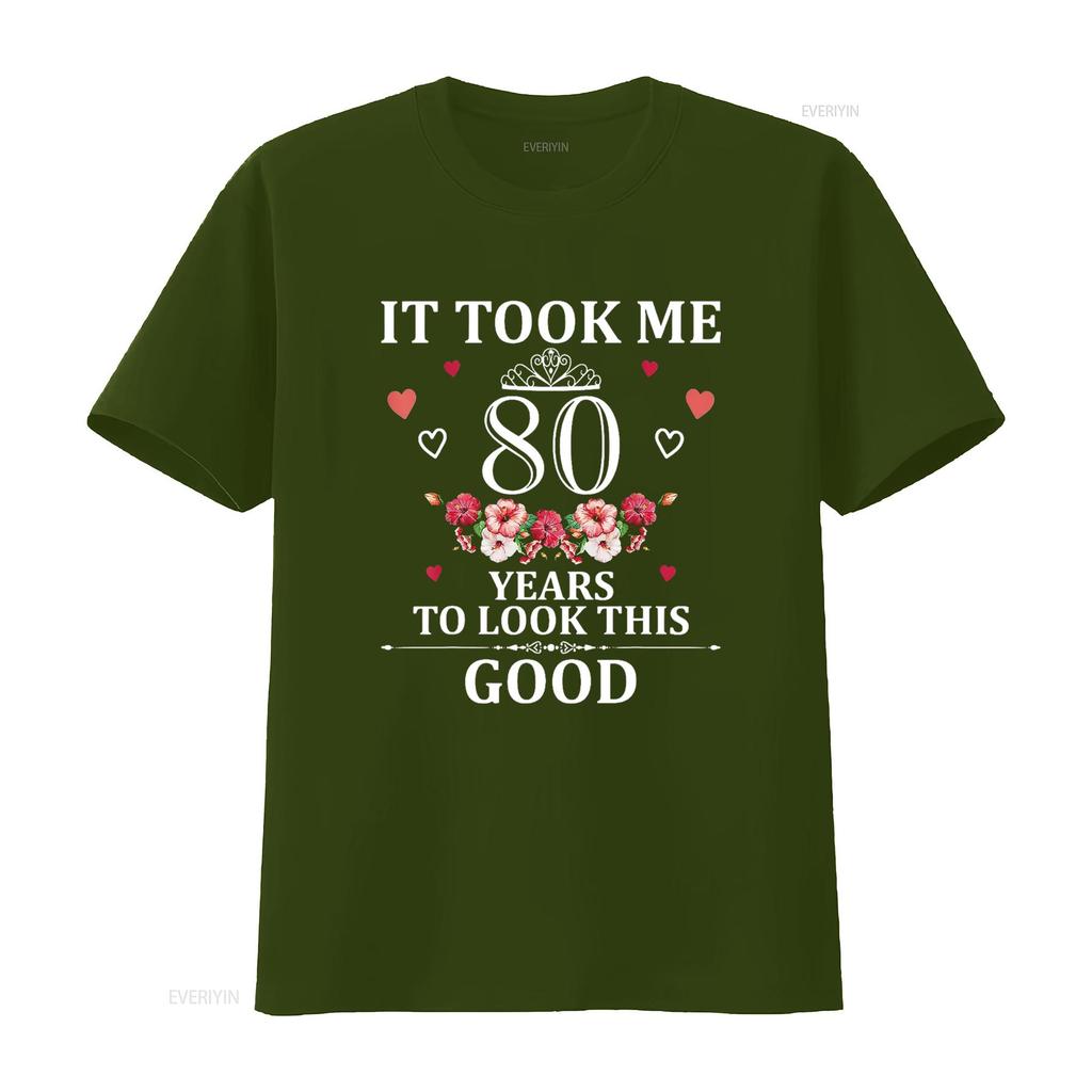 80 Year Old Lady Woman Funny Mom s 80th Birthday T Shirt Black vintage Washed Versatile Breathable homme Top For Everyday Wear