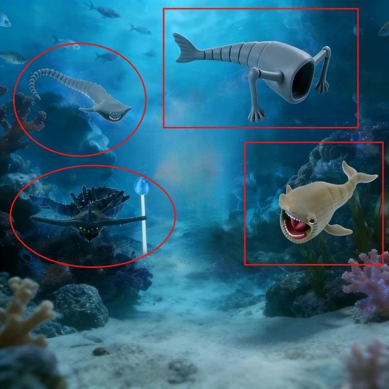 Bloop Sea Monster 3D Printed Flexible Articulated Fidget Toy – Sea Eater Deep Sea Creature Collectible Stress Relief Desk Toy