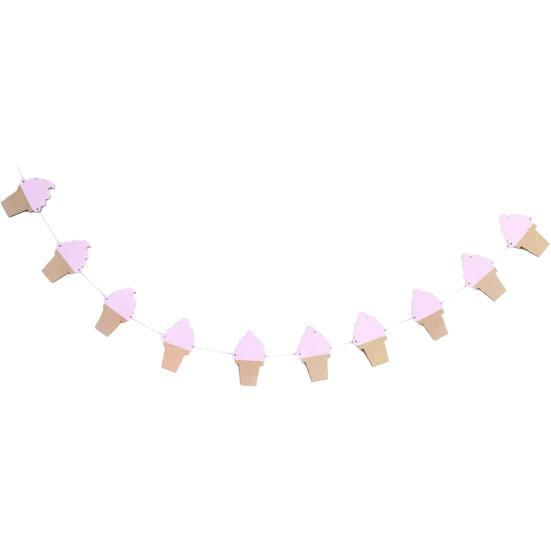 1 Bag Garland Cream Shape Banner Cartoon Punch-free Ice Wall-mounted Birthday Party Bunting Banner Photography Props