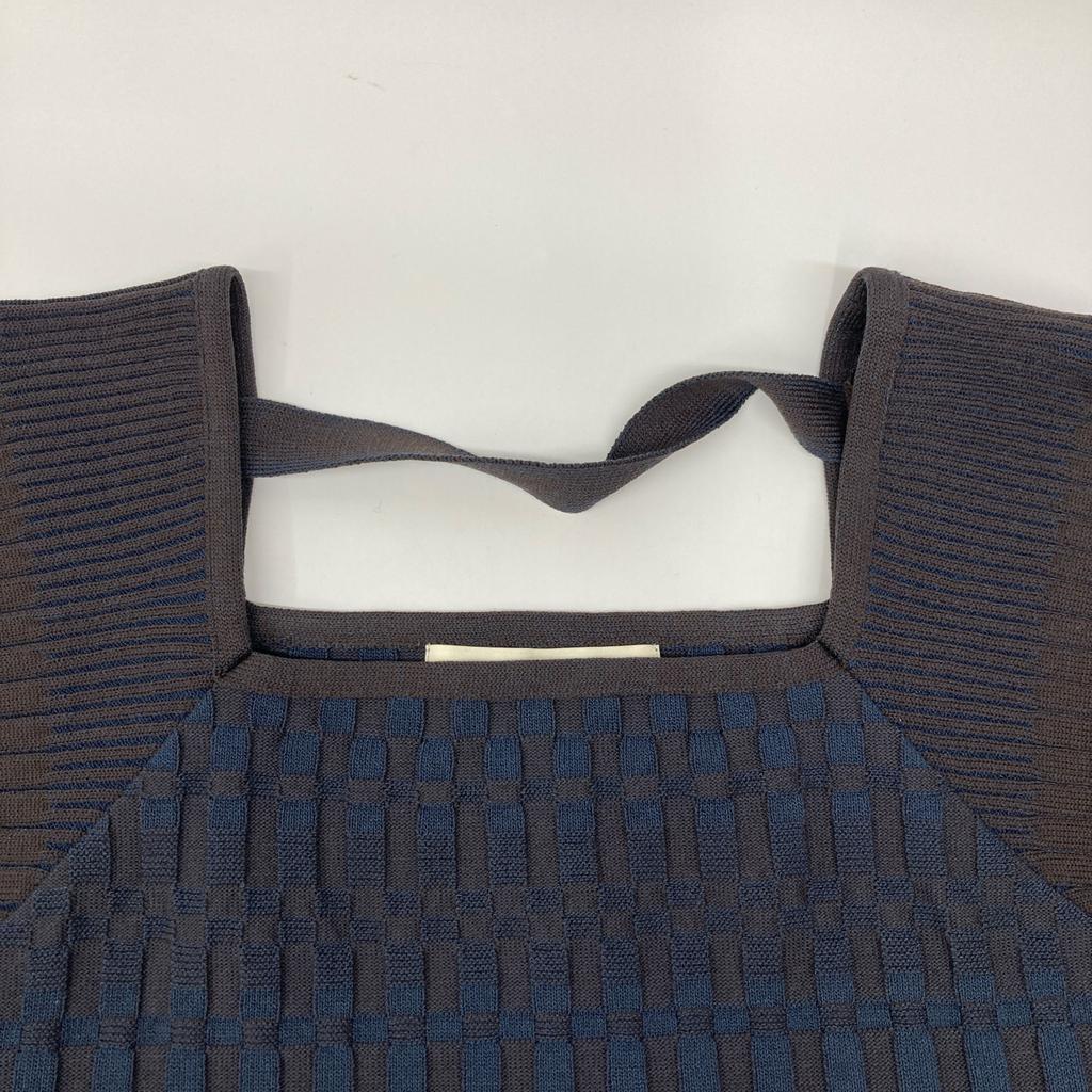 PUBLIC TOKYO Brown 163430001 Puffy Ribbed Half Sleeve Knit tops FREE BrownUsed