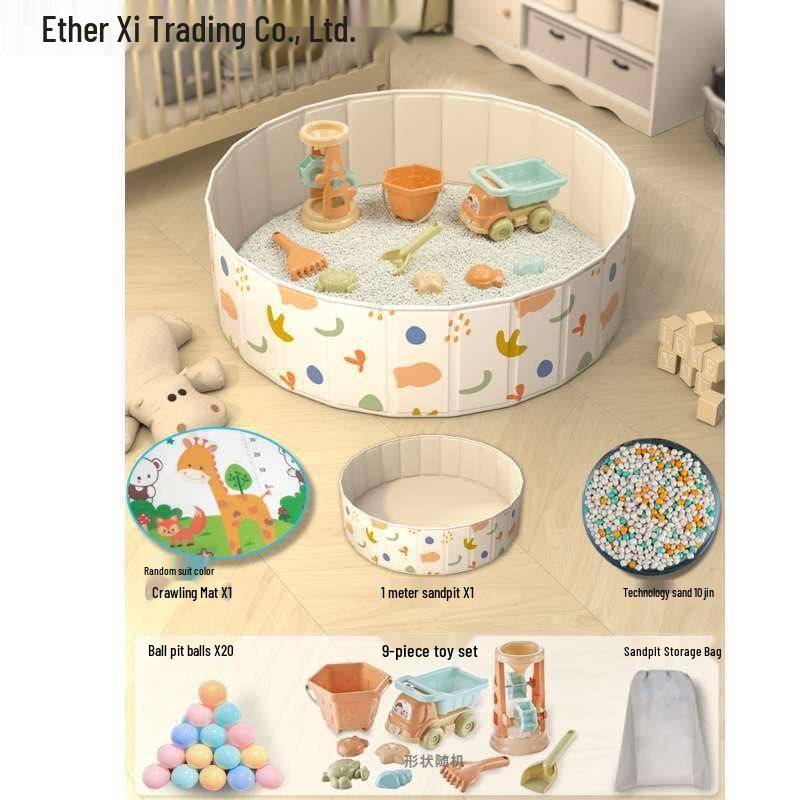 Conjunto Infantil de Arenero y Piscina de Bolas Oceánicas con Valla y Semillas de Casia Juguetes de Arena para Interior