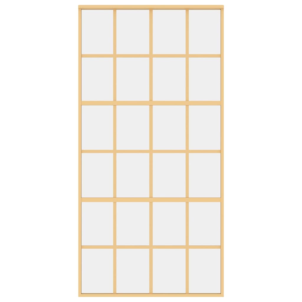 Sliding Door Golden 102.5x205 Cm Clear Tempered Glass and Aluminum