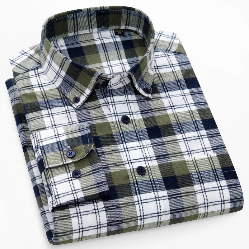 5XL Men Shirt Long Sleeve Slim Fit Cotton Oxford  Classic Stripes Shirt Men Long Sleeve Plaid Shirts Casual Business Soft Cozy