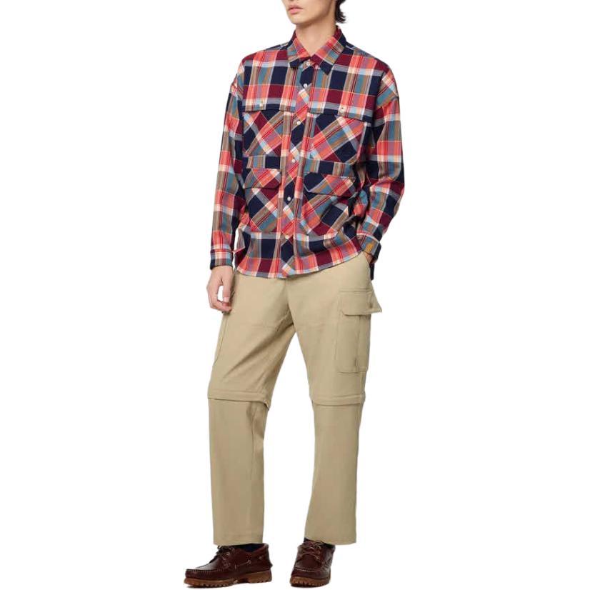 Timberland Plaid Point Collar Button Drop Shoulder Long Sleeve Shirt Men shirts Red TB0A6J5KE091