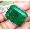 925 Sterling Silver 44 Ct Natural Green Emerald CERTIFIED Emerald Gems Pendant NS-554