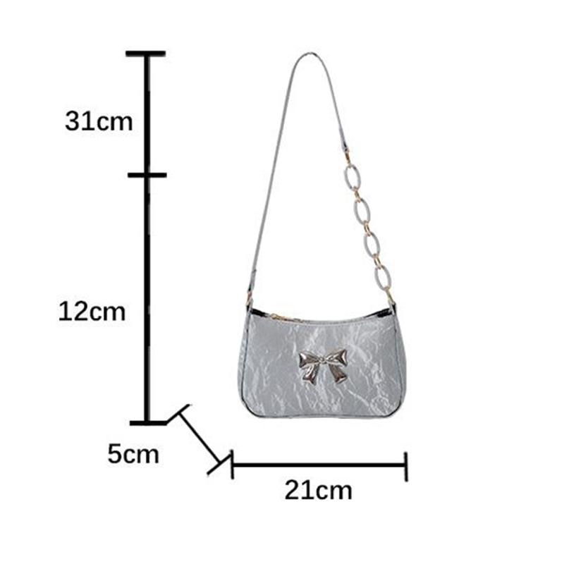 Sweet And Fresh Bowknot Handbag For Women  Style Trendy Underarm Messenger Bag Chain Shoulder Bag