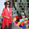 Korean Women's Artistic Solid Color Cotton Linen Silk Scarf Shawl for Spring and Autumn - Trendy Two-Use Beach Towel
