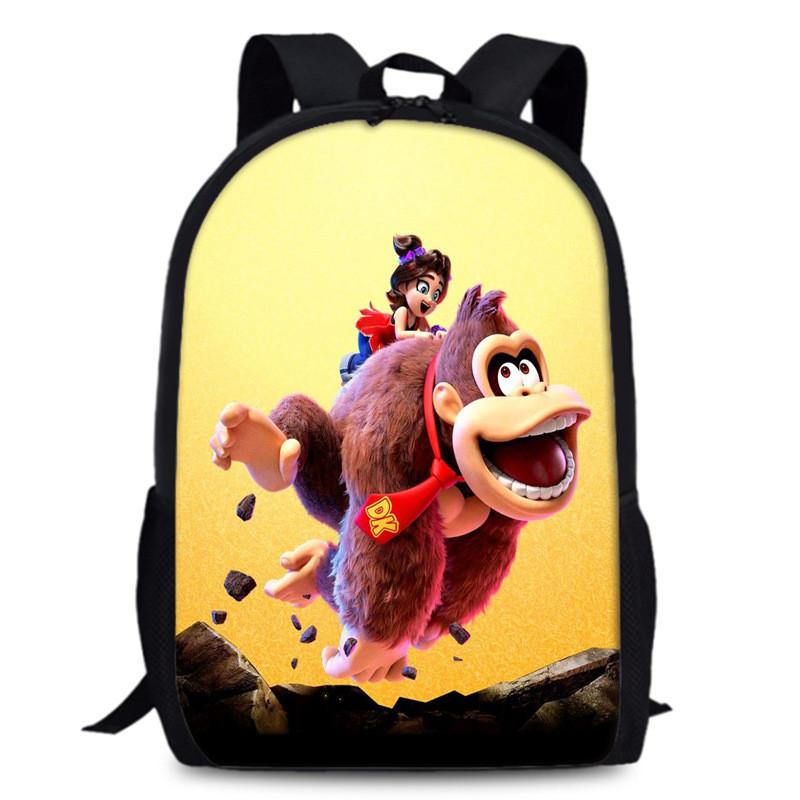 Donkey Kong Bananza Childrens School Backpack With Oxford Fabric For Kids Education
