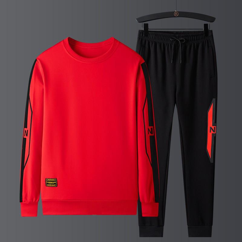 Men's Trendy Plus Size Sports Suit: Hooded Sweatshirt & Pants (L-8XL) for Spring/Autumn