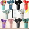 Colorful 11-Piece Silicone Kitchen Utensil Set with Wooden Handles