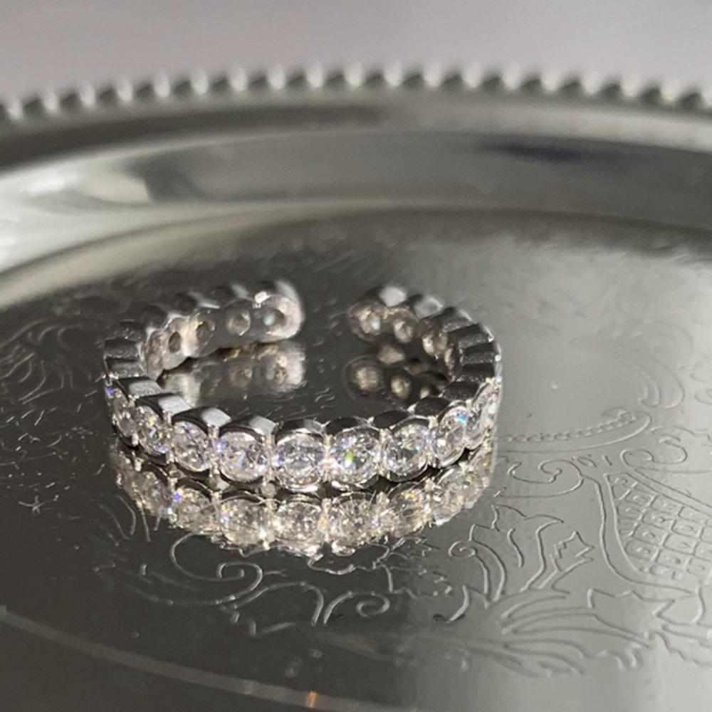 Over 120 Styles Korean style zircon diamond ring women's 925 sterling silver spring and summer niche light luxury high-end index finger ring open ring