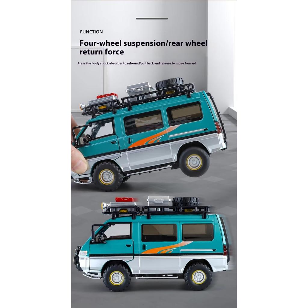 1/24 Mitsubishi Delica MPV Mini Car Die Casting Alloy Commercial Vehicle Metal Model Car Simulation Sound and Light Toy Gift