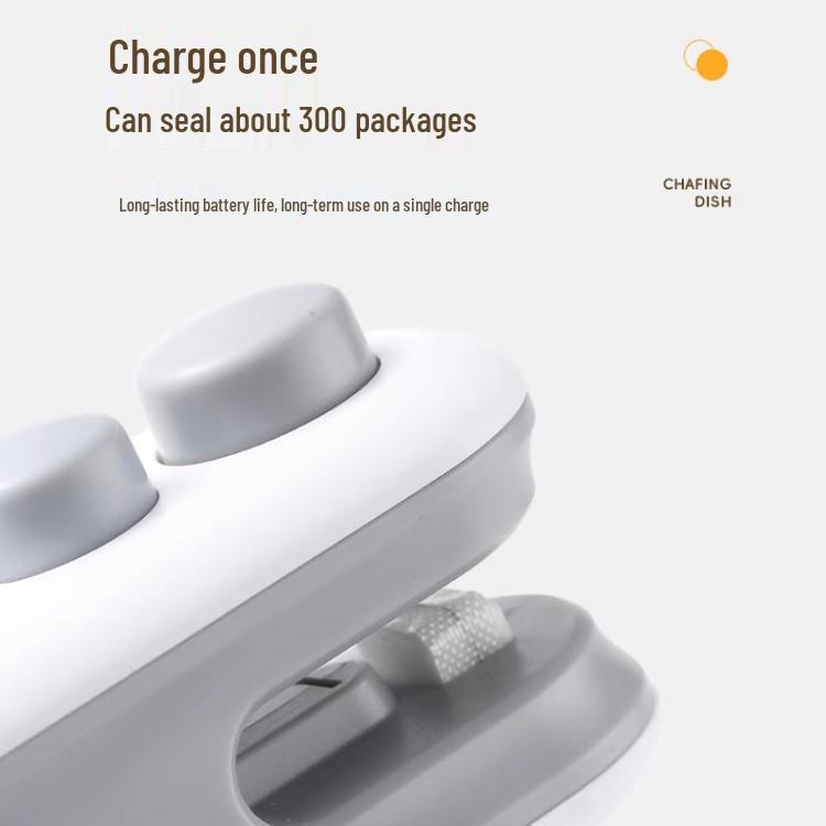Compact Rechargeable Snack Sealer: Portable Dual-Use Machine for Plastic Packaging and Bag Sealing.